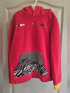 Nike Pullover Hoodie Sweatshirt Training Animal Print Red & Yellow Size Med